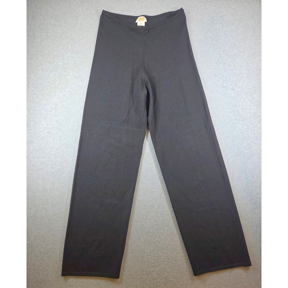 Talbots Womens Small Black Knit Wide Leg Pants Rayon Blend Pull On Trousers